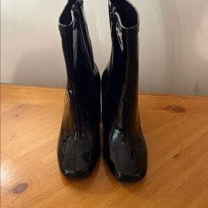 Glossy Black Heeled Boots